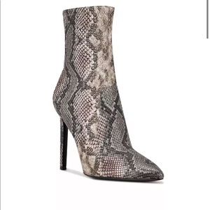 Nine West Teoy Snakeskin Ankle Pointed Heel Booties